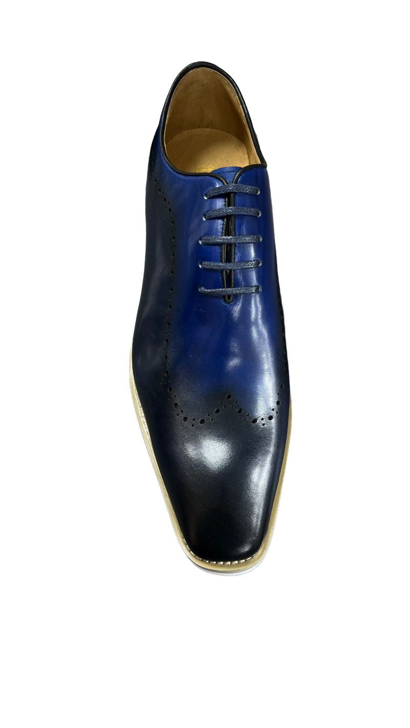 Blue Carrucci Loafers Genuine Leather Men's Lace-Up Casual Shoes - Design Menswear