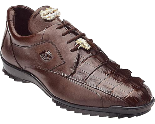 Belvedere Brown Vasco Men's Sneakers Hornback Crocodile & Calfskin Genuine Leather - Design Menswear
