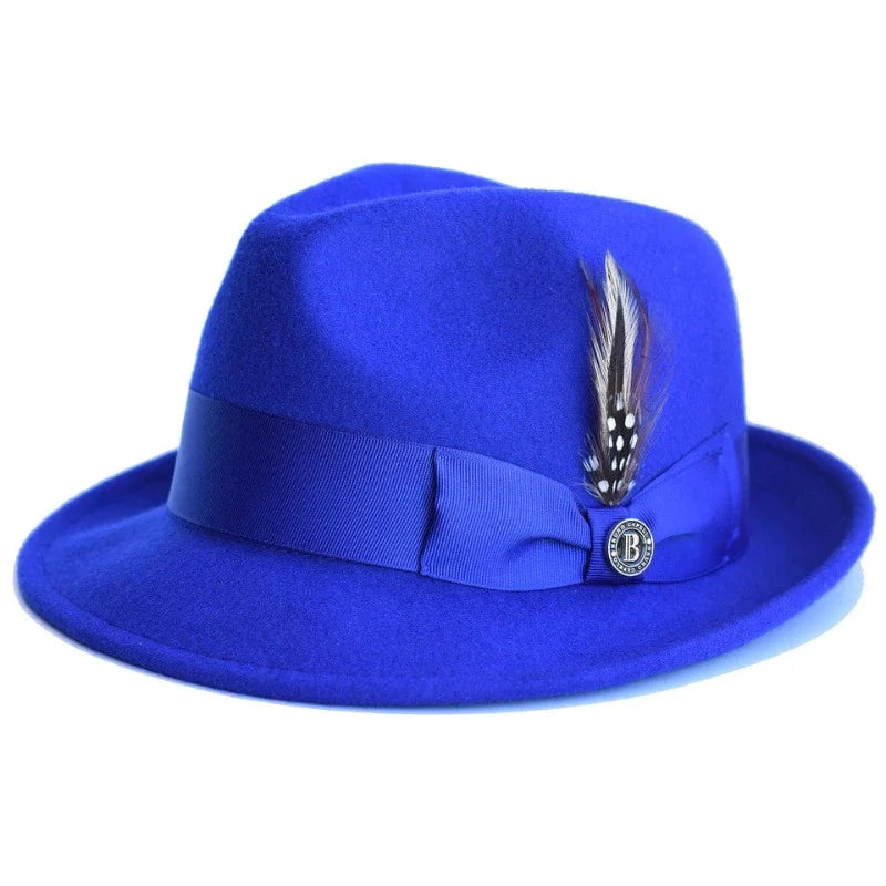 Bruno Capelo Royal Blue Men's Wool Hat Hudson Lite Felt Fedora Hat