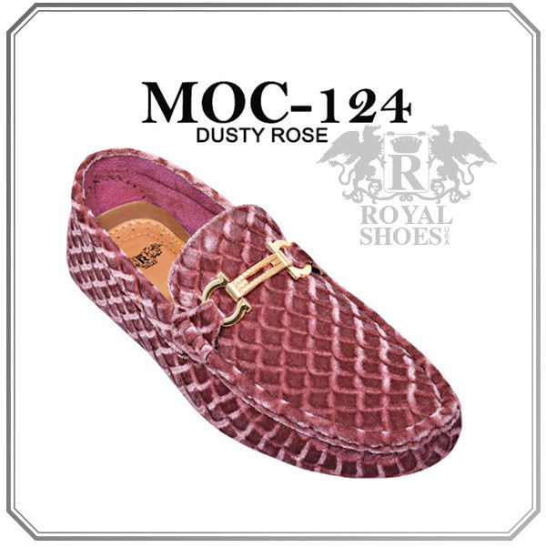 Dusty Rose pink Velvet Men's Loafer Printed Material Men's Driver