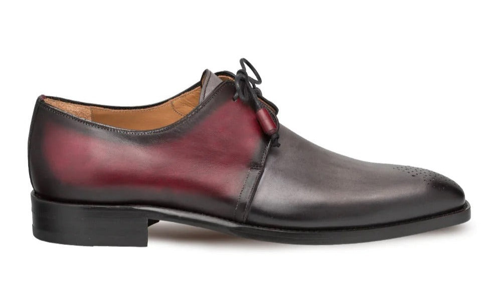 Mezlan Gray and Burgundy Lace Up Dress Men's Shoes - Design Menswear