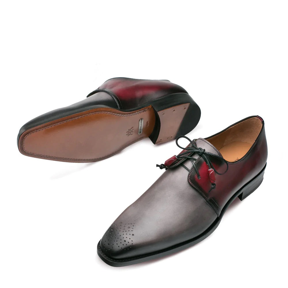 Mezlan Gray and Burgundy Lace Up Dress Men's Shoes - Design Menswear