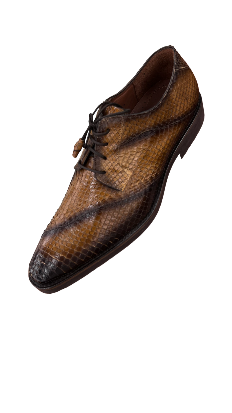 Belvedere Brown Men's Dress Shoes Snake Skin Lace Up - Design Menswear