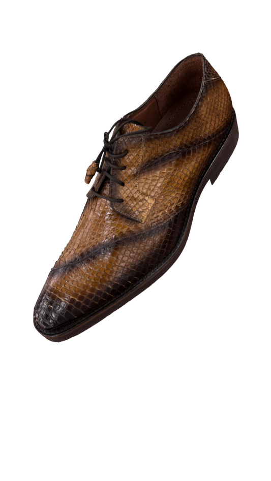 Belvedere Brown Men's Dress Shoes Snake Skin Lace Up - Design Menswear