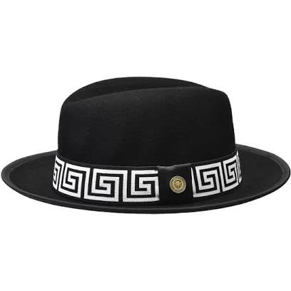 Bruno Capelo Black and White Greek Wool Men's Hats Priceton Elite Collection