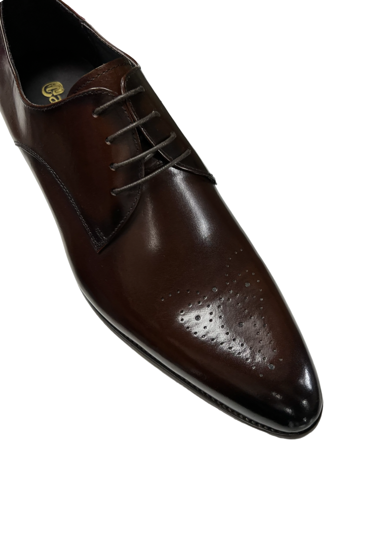 Carrucci Brown Genuine Leather Men's Lace Up Dress Shoes - Design Menswear