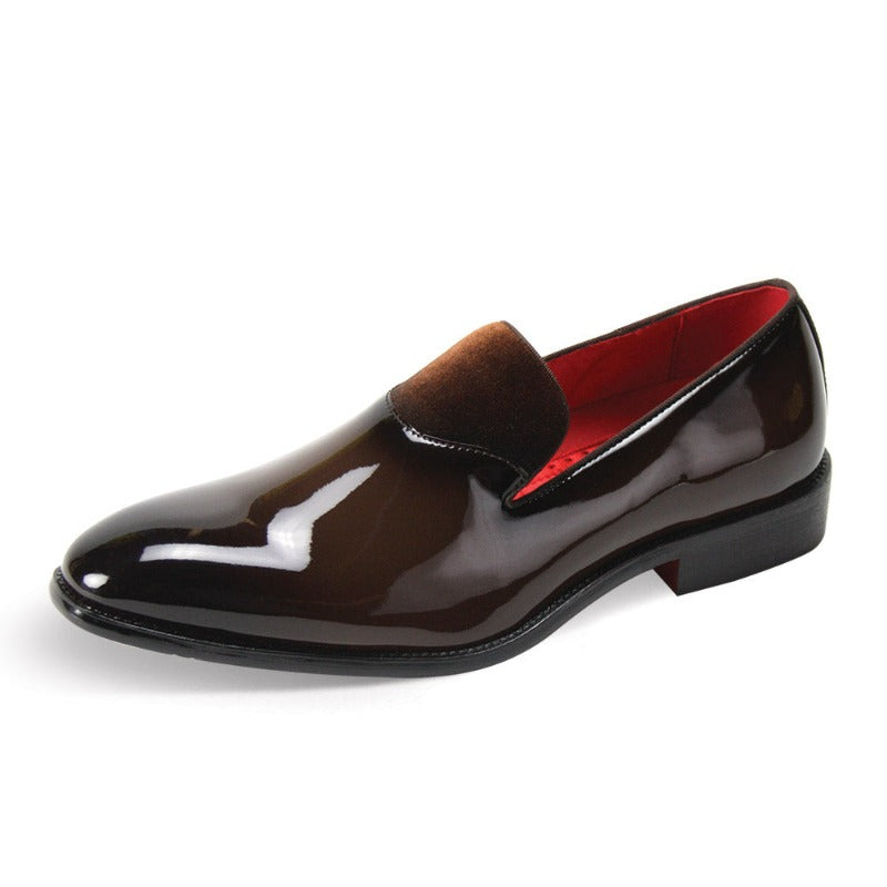 Globe Footwear Men's Brown Tuxedo Smokers Patent Leather Shoe