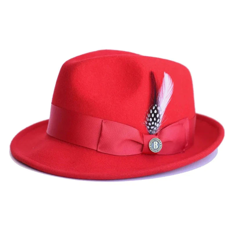 Bruno Capelo Red Men's Wool Hat Hudson Lite Felt Fedora Hat
