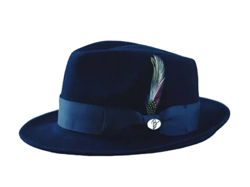 Bruno Capelo Blue Men's Wool Hat Hudson Lite Felt Fedora Hat