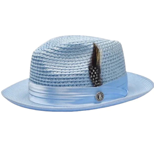 Bruno Capelo sky blue men's straw hat casual and dress summer hats