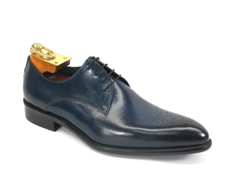 Carrucci Blue Genuine Leather Men's Lace Up Dress Shoes - Design Menswear