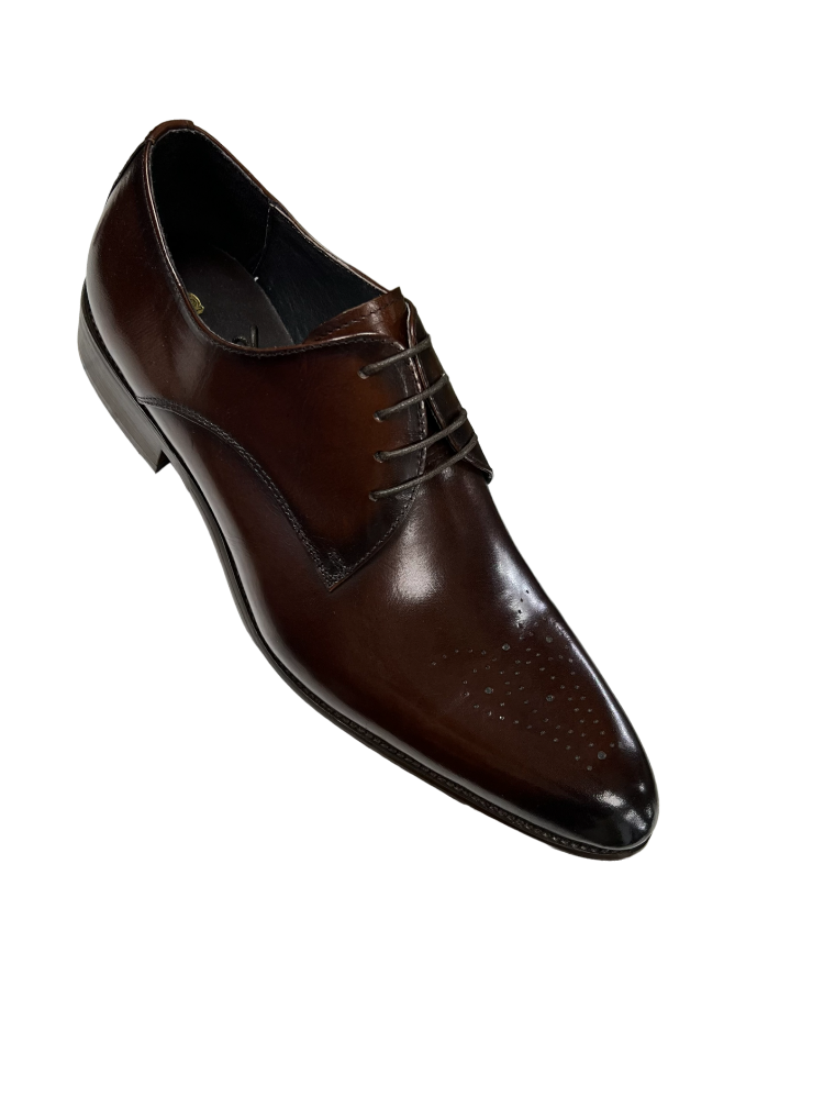 Carrucci Brown Genuine Leather Men's Lace Up Dress Shoes - Design Menswear