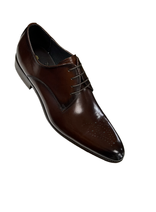 Carrucci Brown Genuine Leather Men's Lace Up Dress Shoes - Design Menswear