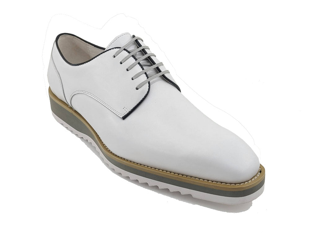 Carrucci White Casual Leather Men's Lace Up Shoes - Design Menswear