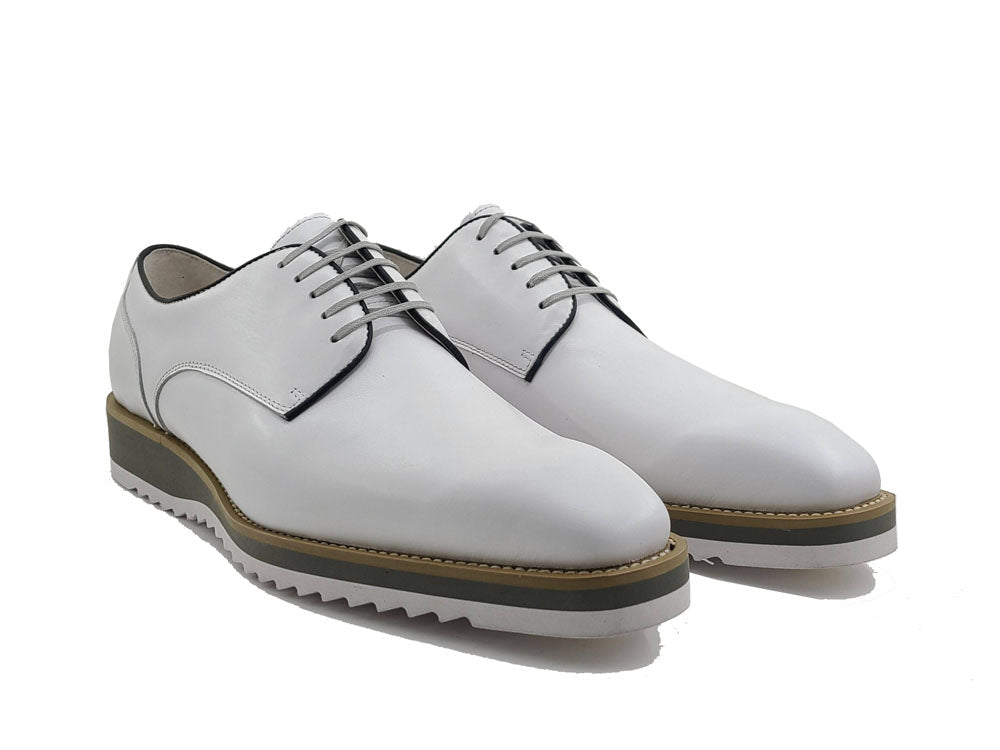 Carrucci White Casual Leather Men's Lace Up Shoes - Design Menswear