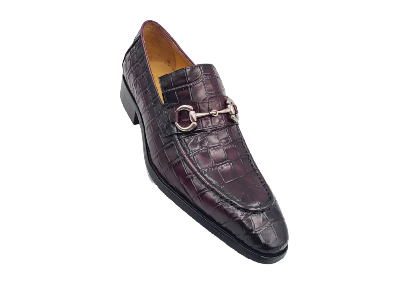 Carrucci purple embossed leather men's dress shoes silver buckle new style