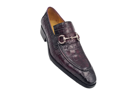 Carrucci purple embossed leather men's dress shoes silver buckle new style