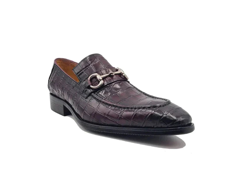 Carrucci purple embossed leather men's dress shoes silver buckle new style