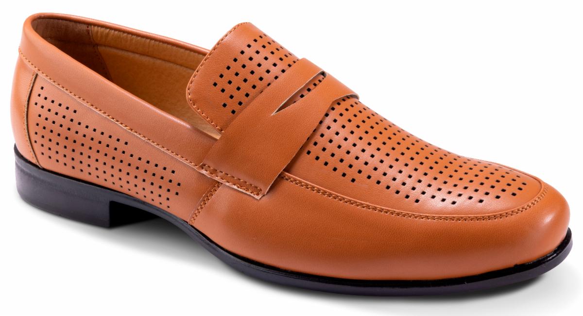 Montique Cognac Men's Slip-On Dress Shoes Penny Strap Loafer