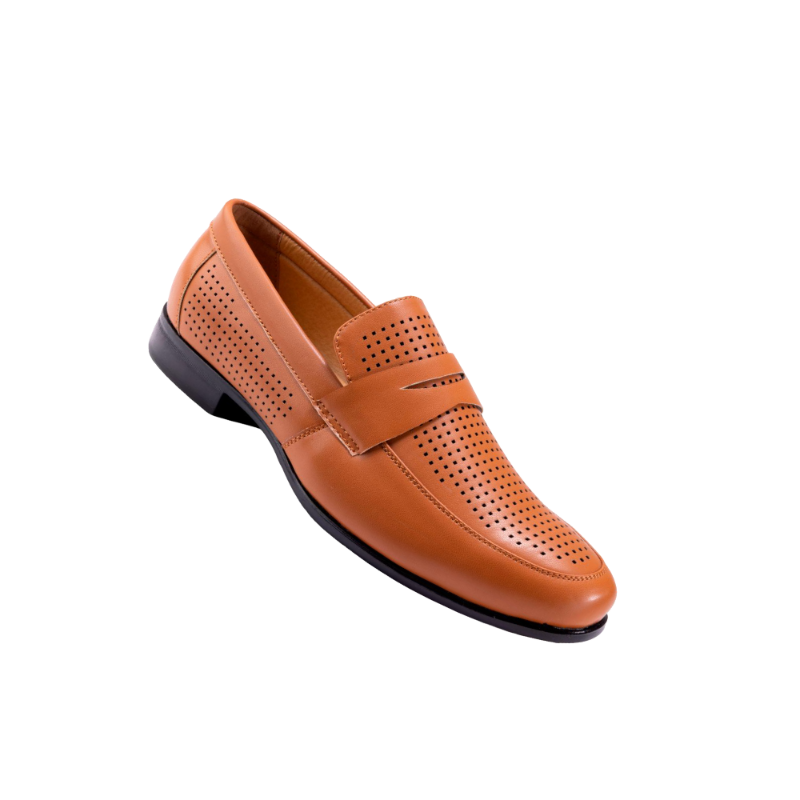 Montique Cognac Men's Slip-On Dress Shoes Penny Strap Loafer