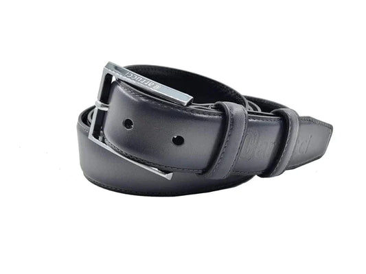 Carrucci Black Men's Belt Genuine Leather silver Buckle