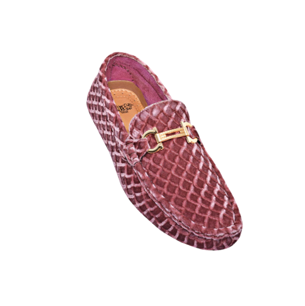 Dusty Rose pink Velvet Men's Loafer Printed Material Men's Driver