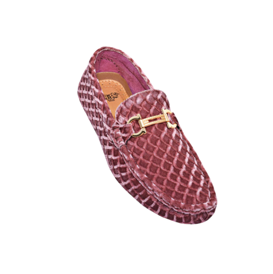 Dusty Rose pink Velvet Men's Loafer Printed Material Men's Driver
