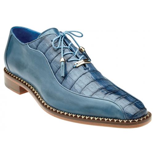 Belvedere jean blue Gabriele Men's Dress Shoes Genuine Alligator Leather - Design Menswear