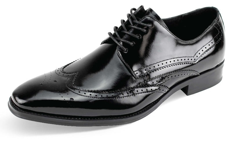 Giovanni Black wingtips lace-up men's dress shoes Italian style genuine leather