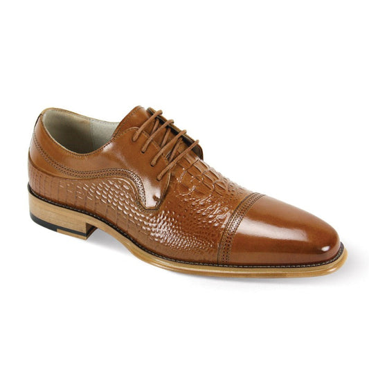 Giovanni Cognac Lace Up Men's Leather Dress Shoe - Alligator