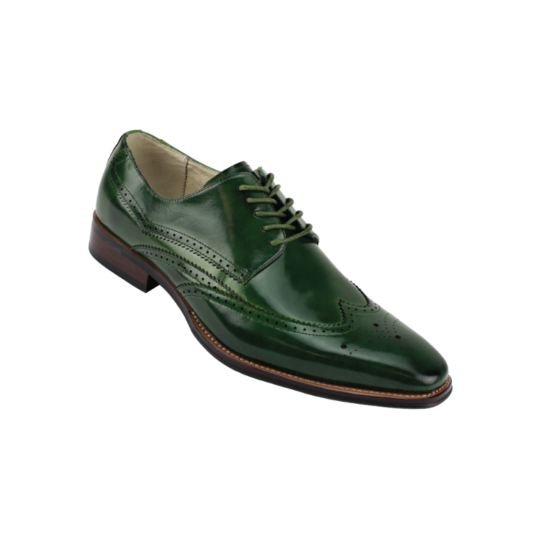 Giovanni Green wingtips lace-up men's dress shoes Italian style genuine leather