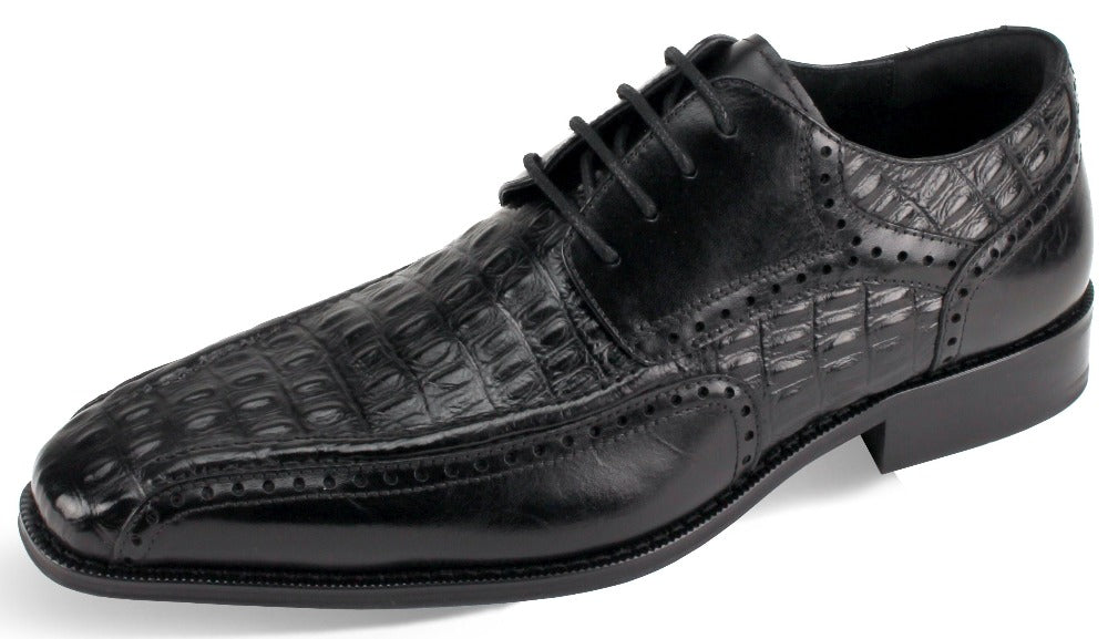 Giovanni Milford Men's Black Dress Lace Up Shoes Genuine Leather