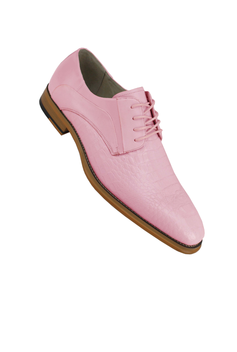 Giovanni Pink lace up men's dress shoes oxford genuine leather - Design Menswear