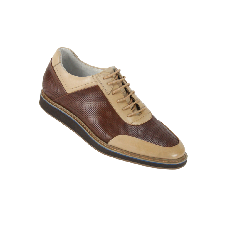 Brown and Tan Sneakers Genuine Leather men's Lace Up Casual Shoes