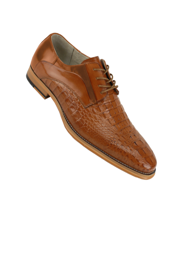 Giovanni cognac men's lace up shoes genuine leather - Design Menswear