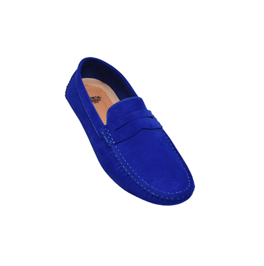 Blue royal shoes suede leather men's summer loafer