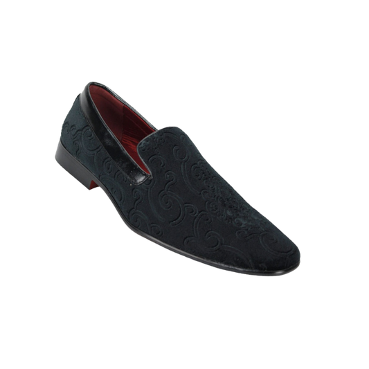 Men's Black Velvet Loafer Slip On Fancy Style - Design Menswear