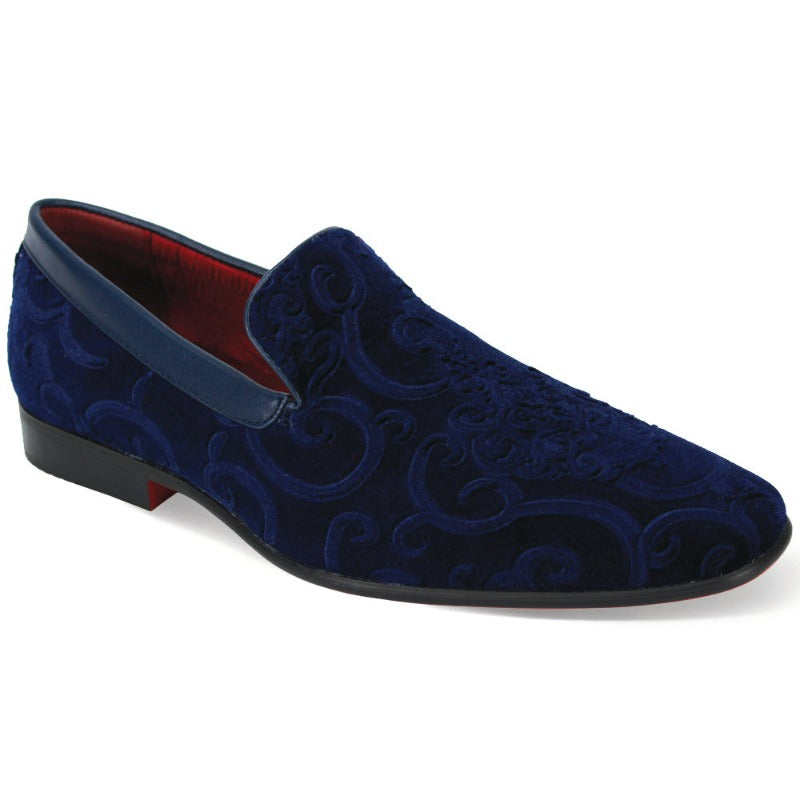 Men's Blue Velvet Shoes Slip On Loafer Fancy Style - Design Menswear