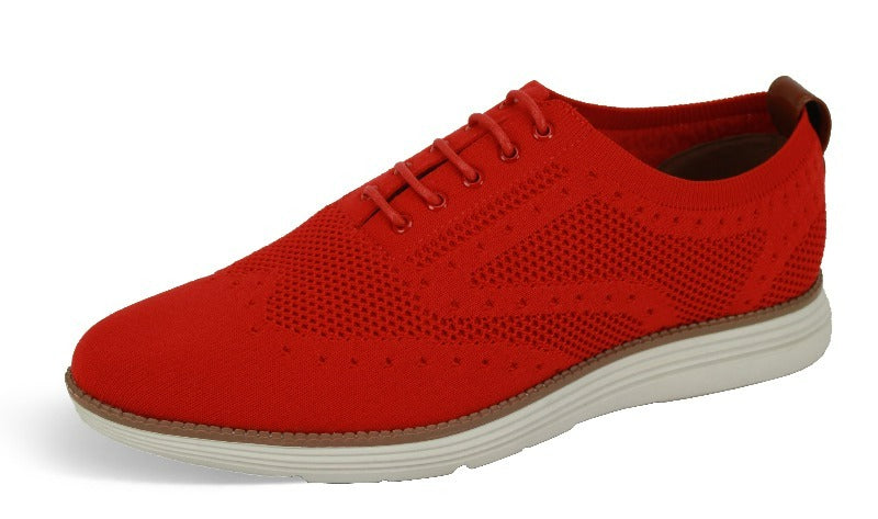 Men's Red Casual Lace-Up Shoes Soft Material Loafer by New York City - Design Menswear