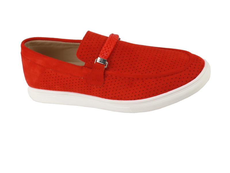 Men's Red Casual Slip-On Shoes Suede Leather Loafer - Design Menswear