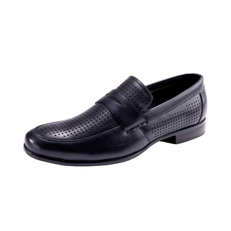 Montique Black Men's Slip-On Dress Shoes Penny Strap Loafer