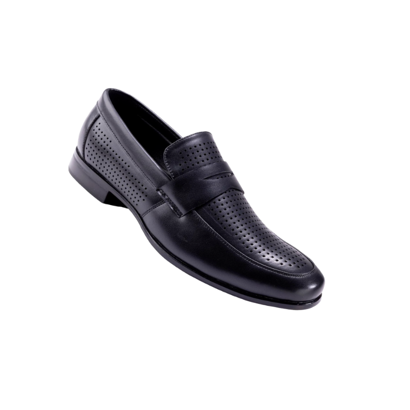 Montique Black Men's Slip-On Dress Shoes Penny Strap Loafer