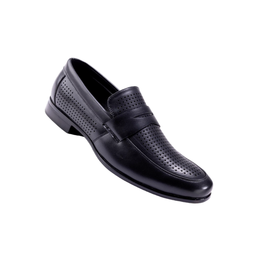 Montique Black Men's Slip-On Dress Shoes Penny Strap Loafer