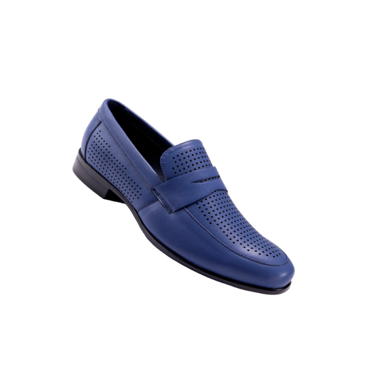 Montique Blue Men's Penny Strap Loafer Slip-On Dress Shoe