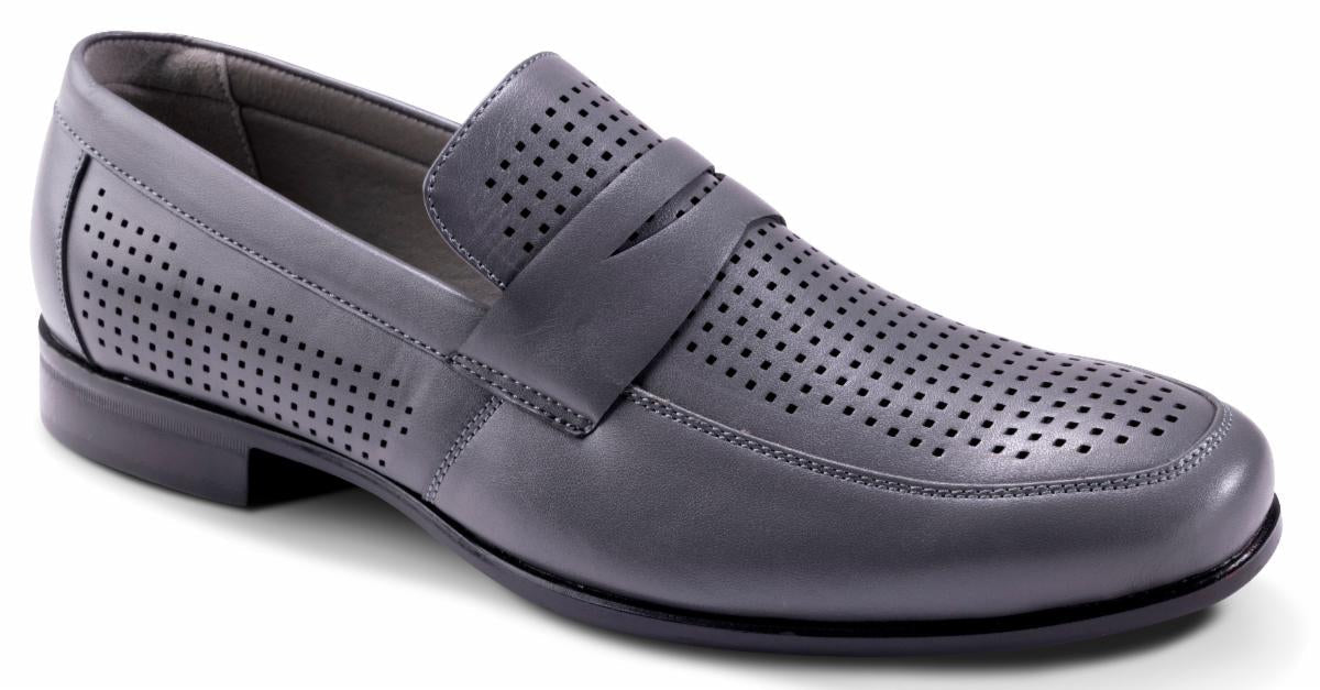 Montique Grey Men's Slip-On Dress Shoes Penny Strap Loafer