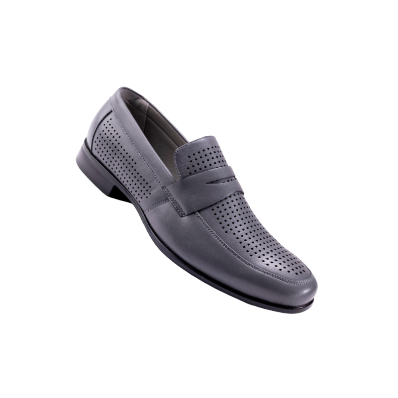 Montique Grey Men's Slip-On Dress Shoes Penny Strap Loafer