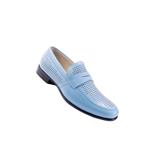 Montique Sky Blue Men's Penny Strap Loafer Slip-On Dress Shoe