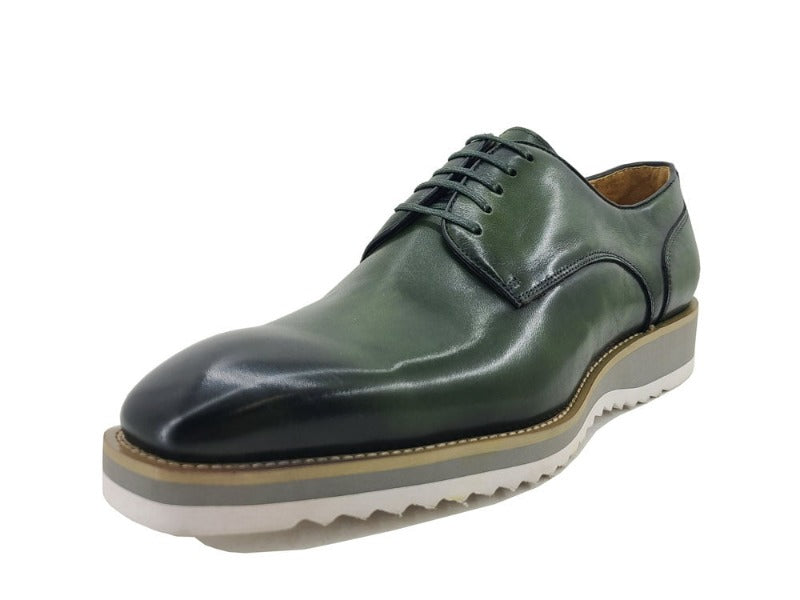 Olive green Carrucci men's shoes Genuine Leather Lace Up Casual Shoes