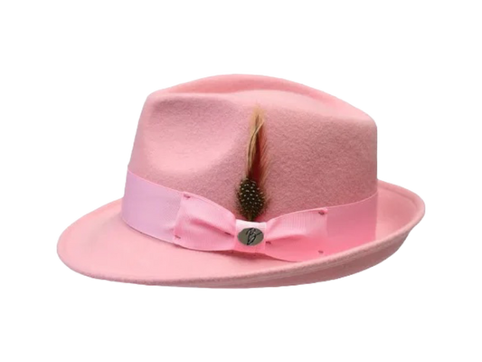 Bruno Capelo Pink Men's Wool Hat Hudson Lite Felt Fedora Hat