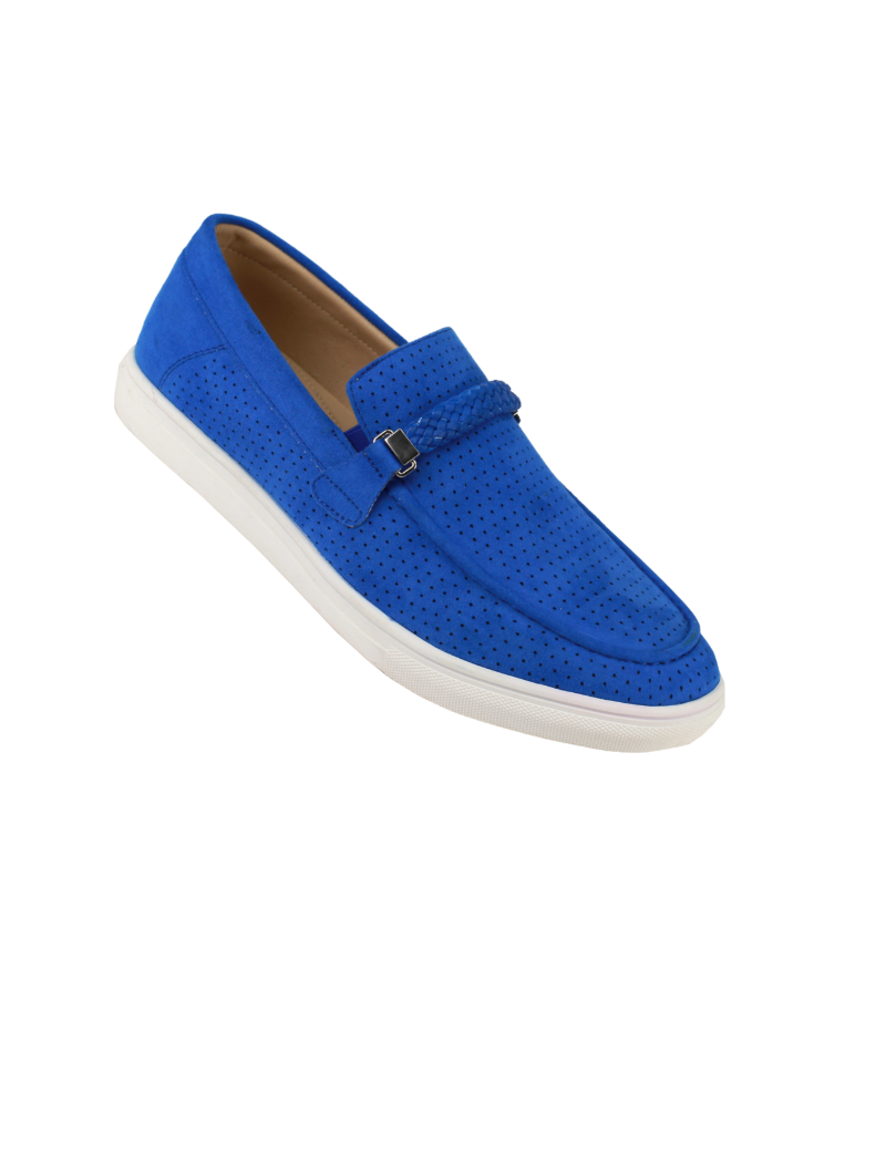 Men's Royal blue Casual Slip-On Shoes Suede Leather Loafer - Design Menswear